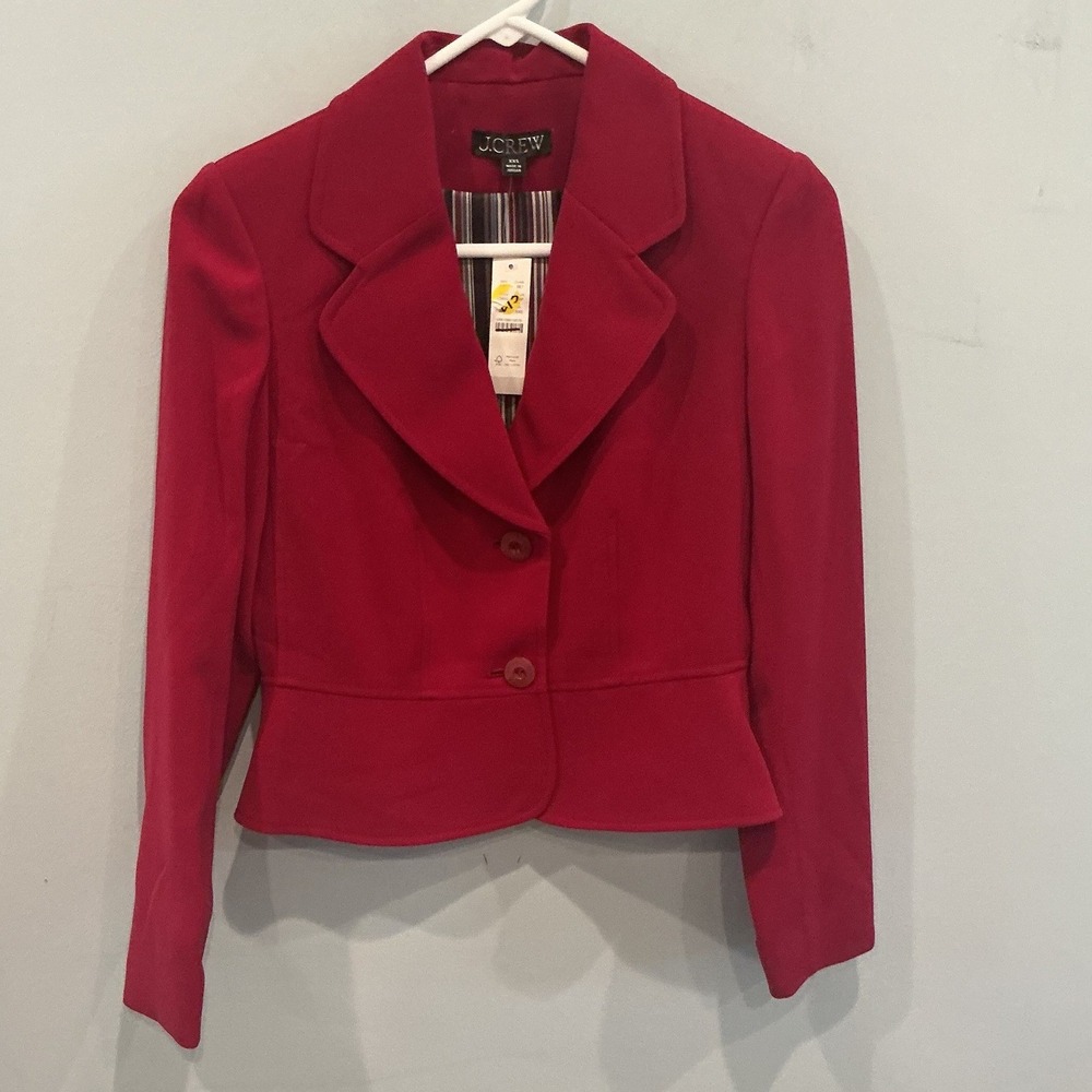 NEW J.Crew Womens Single Breasted Cropped Peplum Blazer XXS Fuschia Pink Preppy